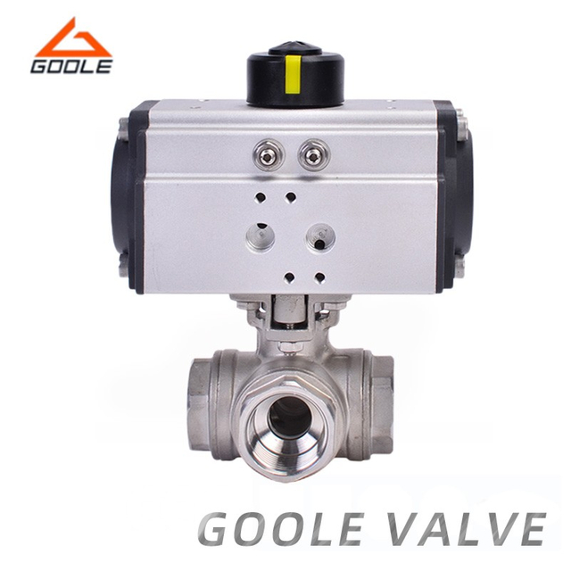 Pneumatic Forged Steel 1000wog Threaded Three Way Ball Valve