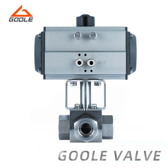 Pneumatic Actuated Threaded High Pressure 3-Way Ball Valve