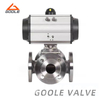 Pneumatic Actuated Forged Stainless Steel Four Way Multi-Type Floating Ball Valve