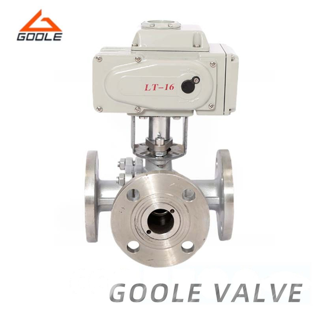 Electric Flanged Ends T Type Three Way Ball Valve