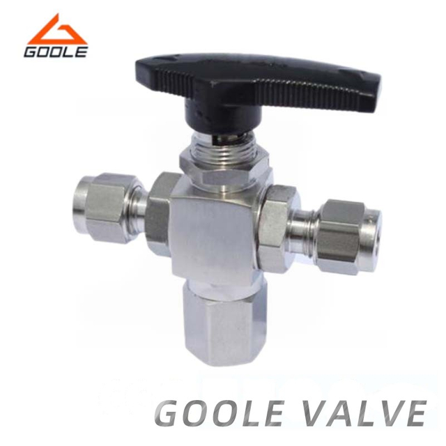 Stainless Steel Three Way Instrument Ball Valve with Double Ferrules