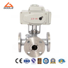 Electric Flanged Ends T Port Three Way Ball Valve