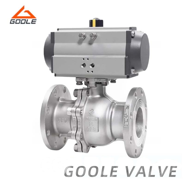 2PCS Pneumatic Cast Steel Split Body Flanged Floating Ball Valve