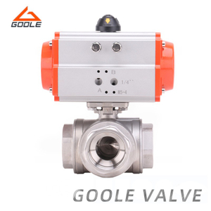 Pneumatic Stainless Steel 1000wog Threaded Three Way Ball Valve