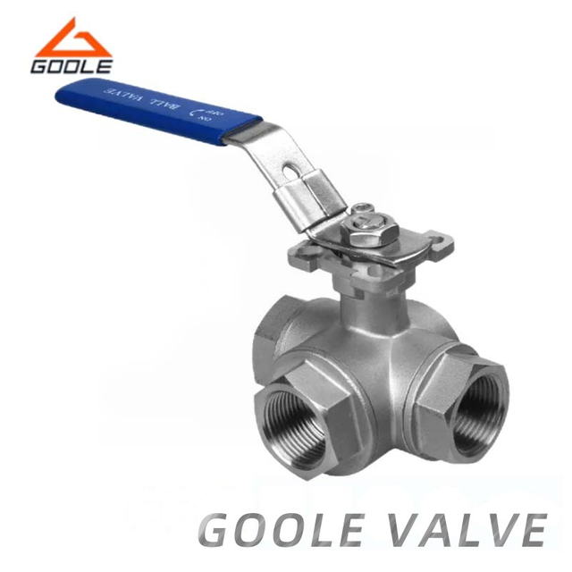 1000wog 3 Way Threaded Ball Valve with ISO-Directing Mounting Pad