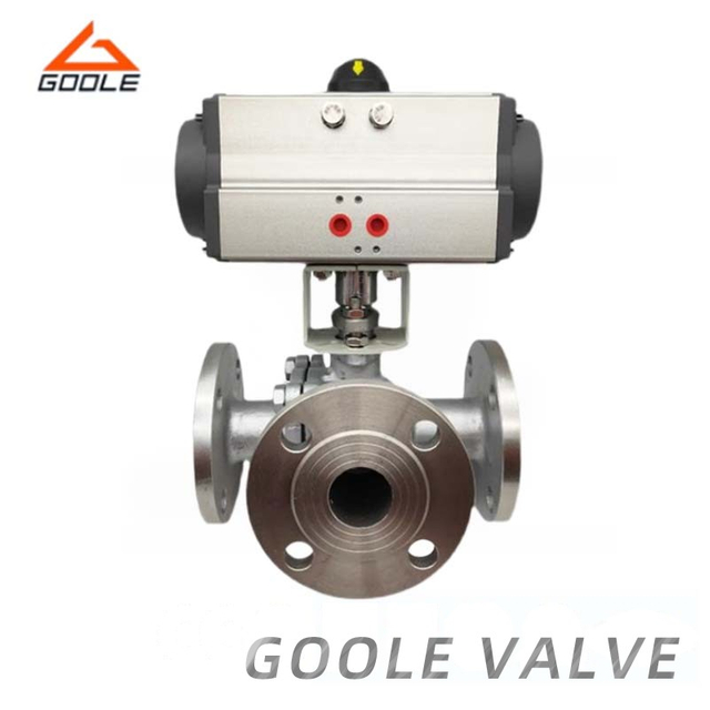 Pneumatic Actuated Forged Steel L/T/Y Type Three Way Ball Valve