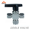 Stainless Steel 3 Way Instrument Ball Valve with Double Ferrules