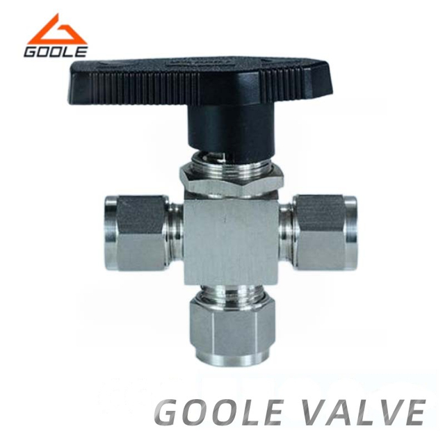 Stainless Steel Three Way Instrument Ball Valve with Double Ferrules