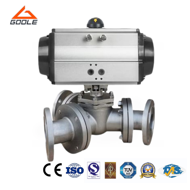 Pneumatic Flanged Ends Y Type Three Way Ball Valve