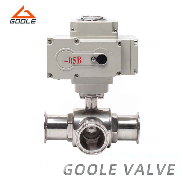 Electric Actuated Sanitary Quick Installation 3-Way Ball Valve