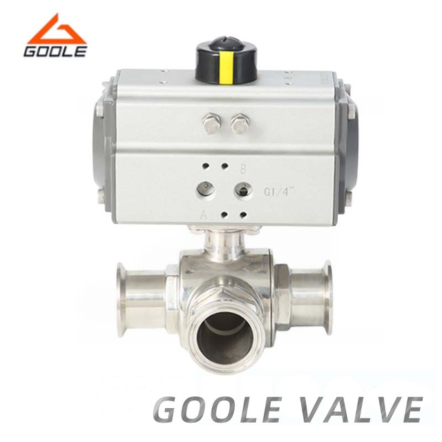 Pneumatic Sanitary Quick Installation Three-Way Ball Valve