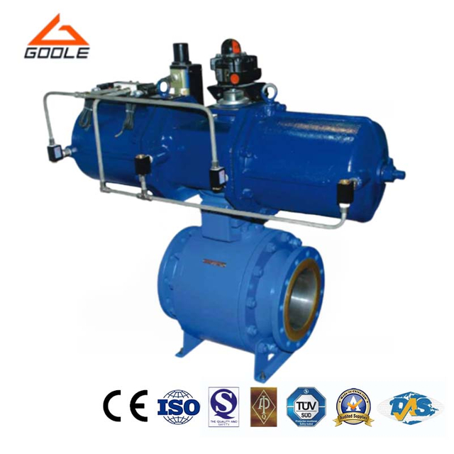 Pneumatic Actuated 3 Pieces Cast Steel Trunnion Mounted Ball Valve