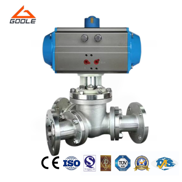 Pneumatic Flanged Ends Y Type Three Way Ball Valve