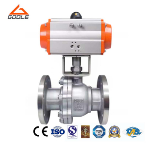 2PCS Pneumatic Actuated Cast Steel Flanged Trunnion Ball Valve