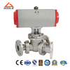 Pneumatic Actuated Flanged Y Port Three Way Ball Valve
