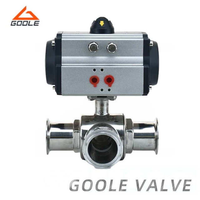 Pneumatic Sanitary Quick Installation Three-Way Ball Valve
