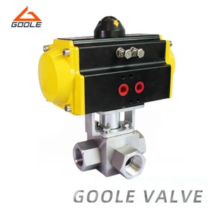 Pneumatic Threaded High Pressure Square Body 3-Way Ball Valve