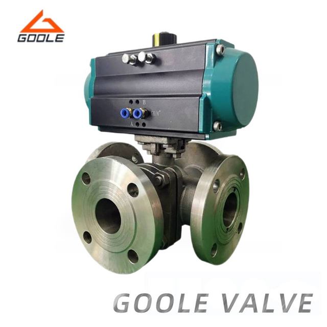 Pneumatic Forged Steel Four Way Floating Ball Valve