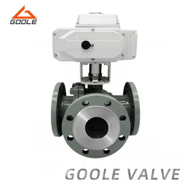 Electric Flanged Ends T Type Three Way Ball Valve