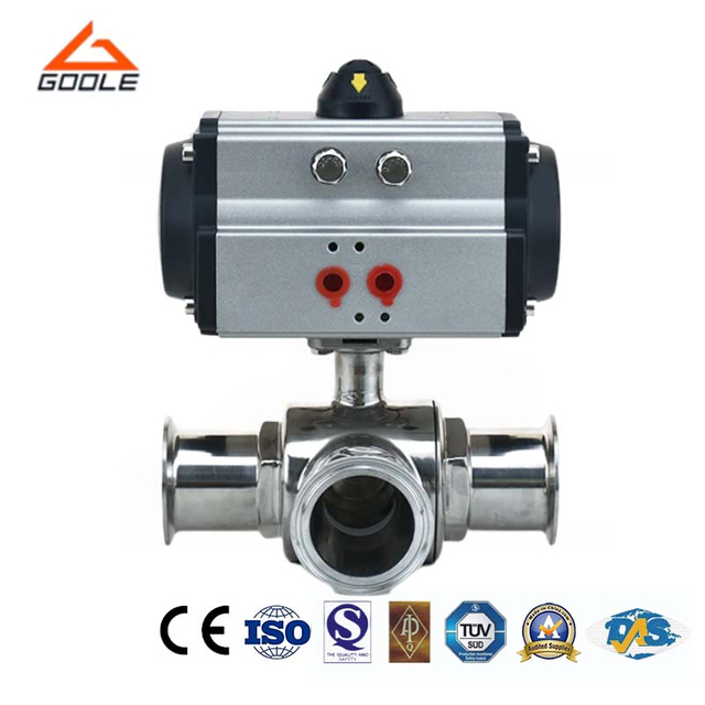 Pneumatic Actuated Sanitary Quick Installation Three-Way Ball Valve