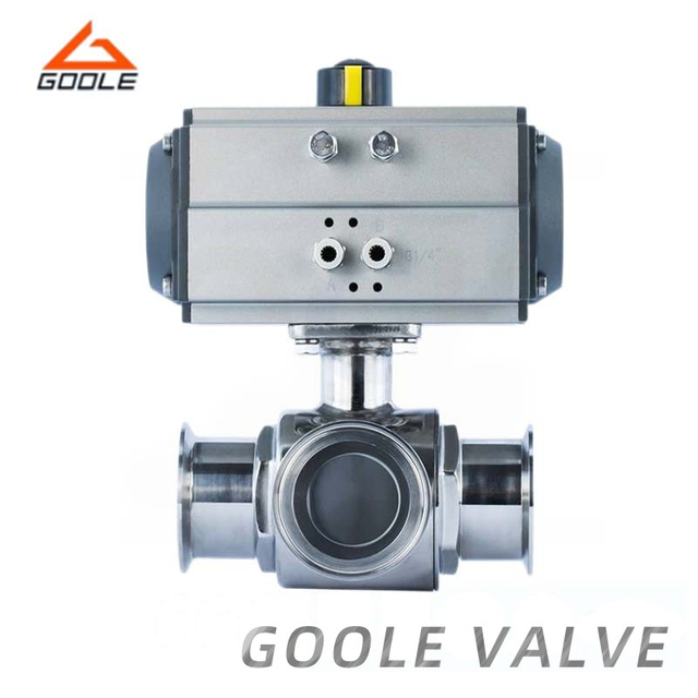 Pneumatic Sanitary Quick Installation 3-Way Ball Valve