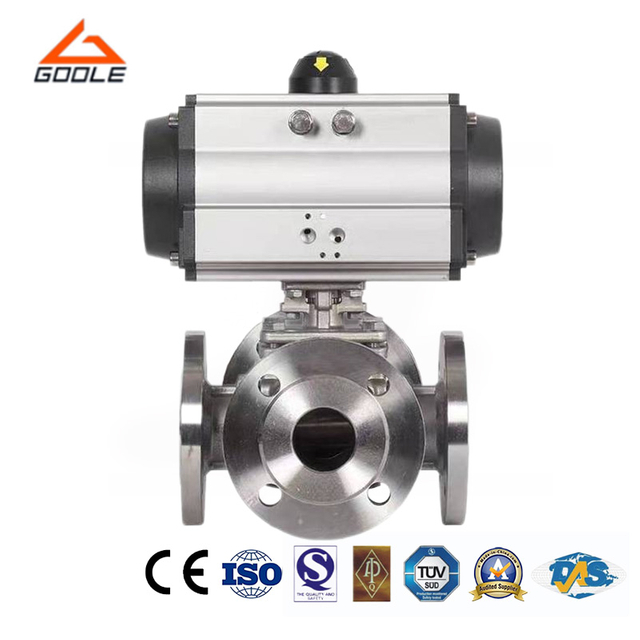 Pneumatic Actuated Forged Stainless Steel Four Way Multi-Type Floating Ball Valve