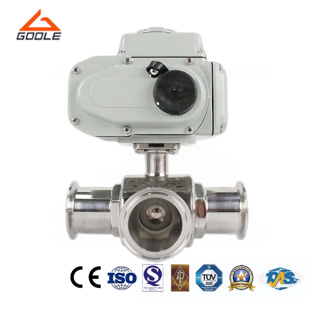 Electric Actuated Sanitary Quick Installation Three-Way Ball Valve