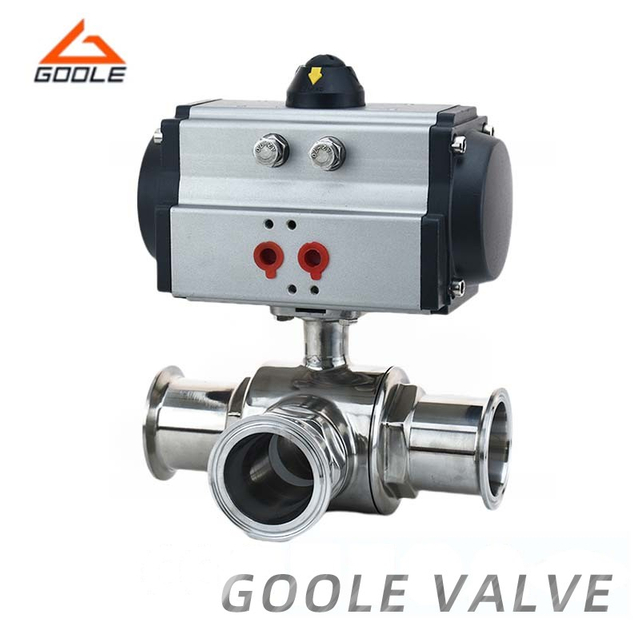 Pneumatic Sanitary Quick Installation 3-Way Ball Valve