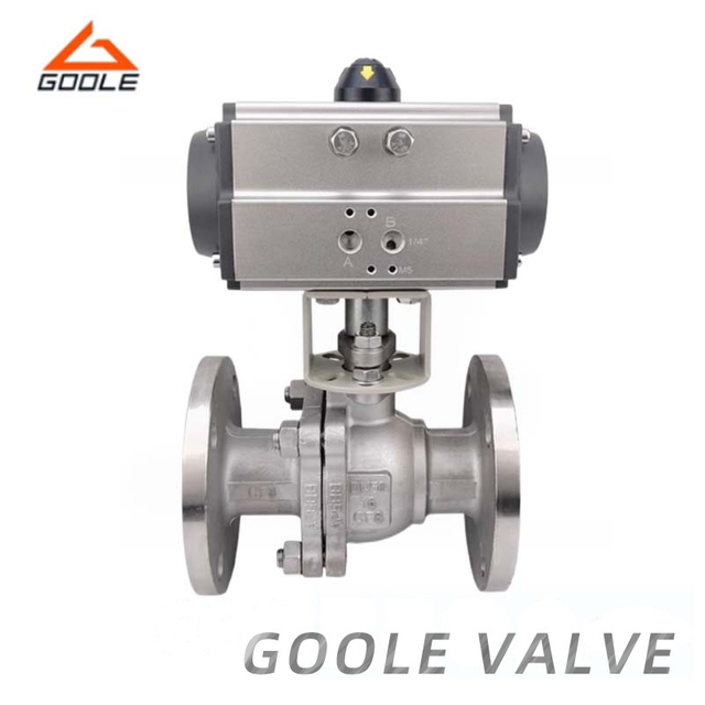 2PCS Pneumatic Actuated Forged Steel Flanged Floating Ball Valve