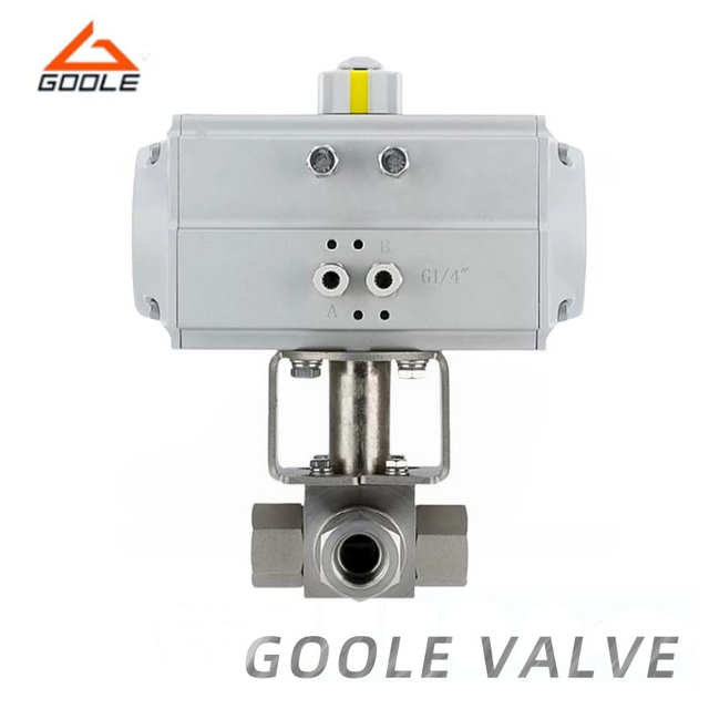 Pneumatic Actuated Threaded High Pressure 3-Way Ball Valve