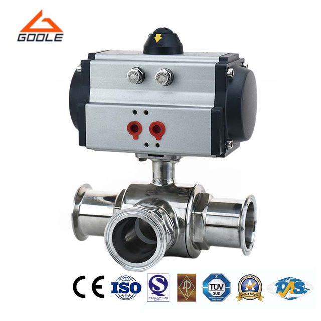 Pneumatic Actuated Sanitary Quick Installation 3-Way Ball Valve