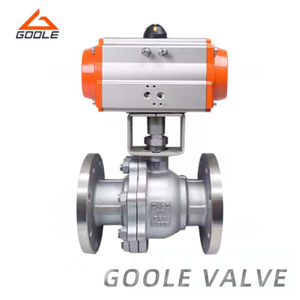 2PCS Pneumatic Actuated Cast Steel Flanged Trunnion Ball Valve