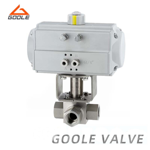 Pneumatic Threaded High Pressure 3-Way Ball Valve