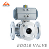 Pneumatic Stainless Steel Four Way Multi-Type Floating Ball Valve
