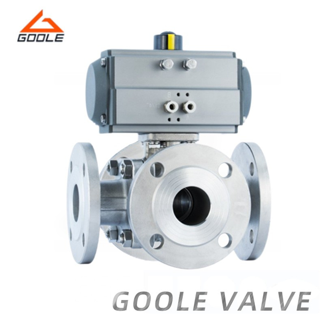 Pneumatic Stainless Steel Four Way Multi-Type Floating Ball Valve