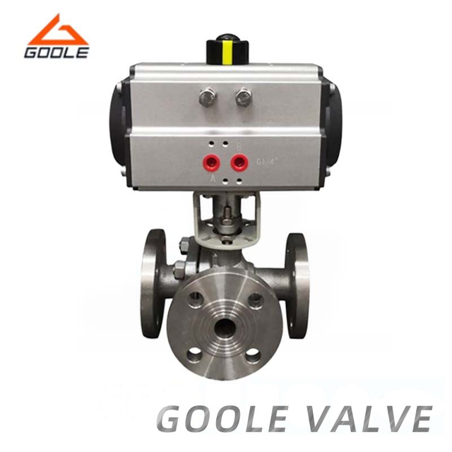 Pneumatic Actuated Forged Steel L/T/Y Type Three Way Ball Valve