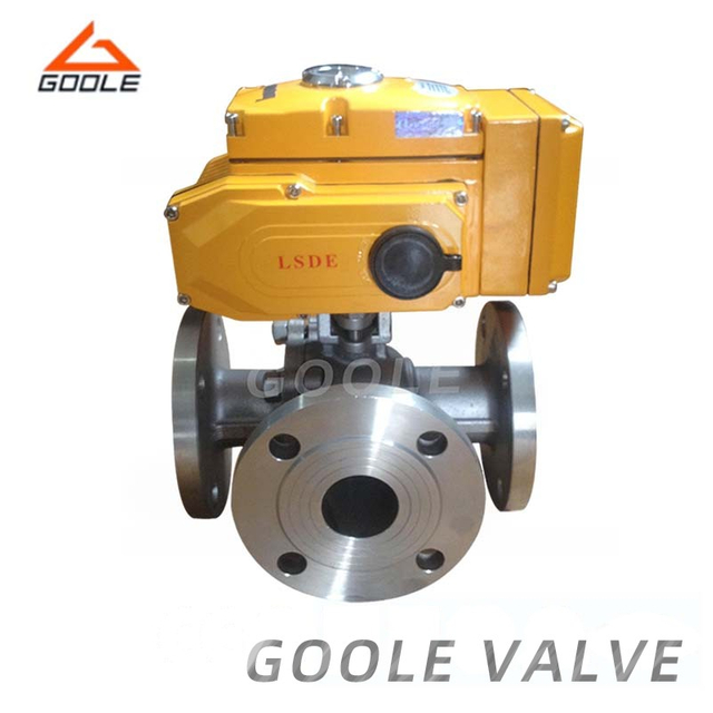 Electric Flanged Ends Three Way Ball Valve