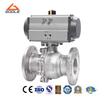 2PCS Pneumatic Cast Steel Split Body Flanged Floating Ball Valve