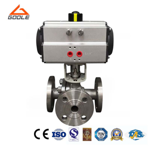 Pneumatic Actuates T Port Three Way Ball Valve
