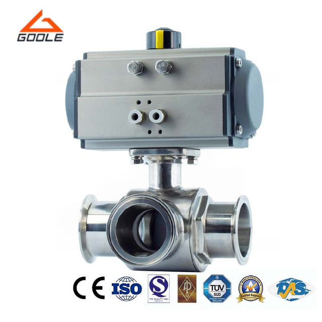 Pneumatic Sanitary Three Way Ball Valve
