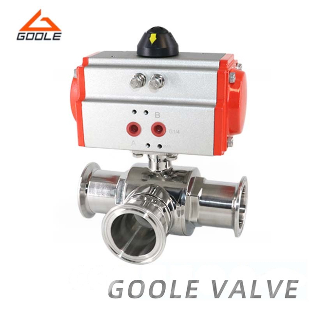 Pneumatic Sanitary 3-Way Ball Valve