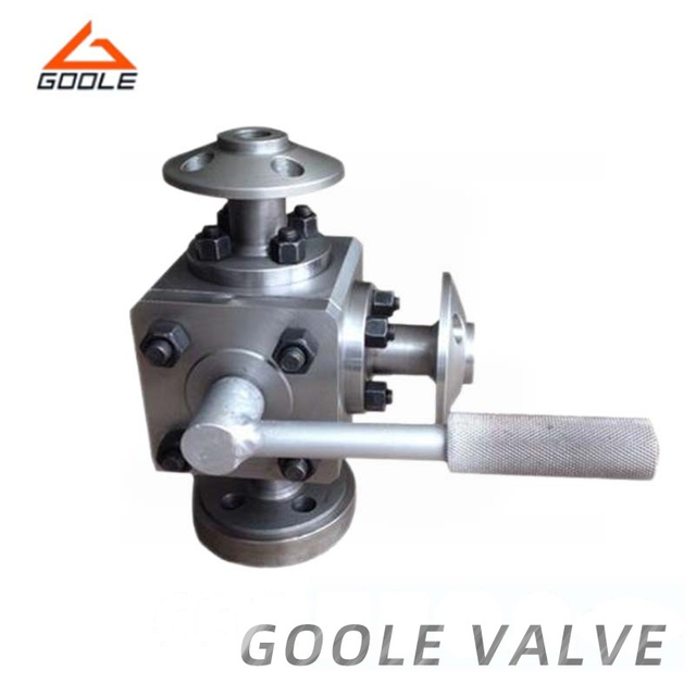 Lever Operated High Pressure Square Body Three Way Ball Valve