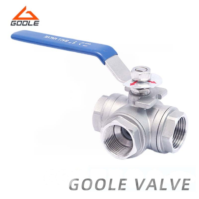 1000wog 3 Way Threaded Ball Valve with ISO-Directing Mounting Pad