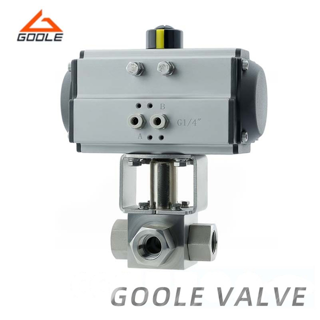 Pneumatic Threaded High Pressure 3-Way Ball Valve
