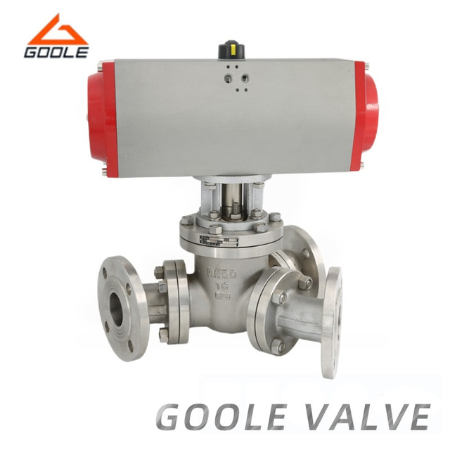 Pneumatic Actuated Y Type Three Way Ball Valve