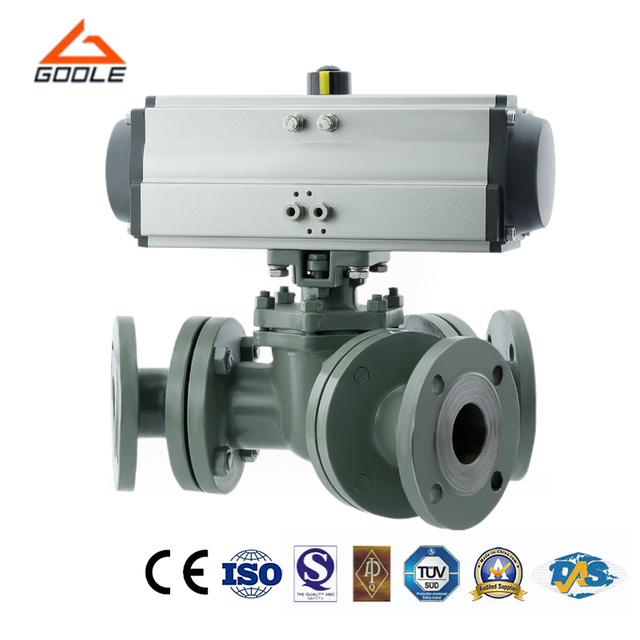 Pneumatic Actuated Y Port Three Way Ball Valve