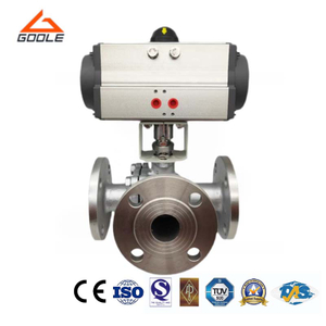 Pneumatic Actuates T Port Three Way Ball Valve