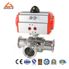 Pneumatic Sanitary Three Way Ball Valve