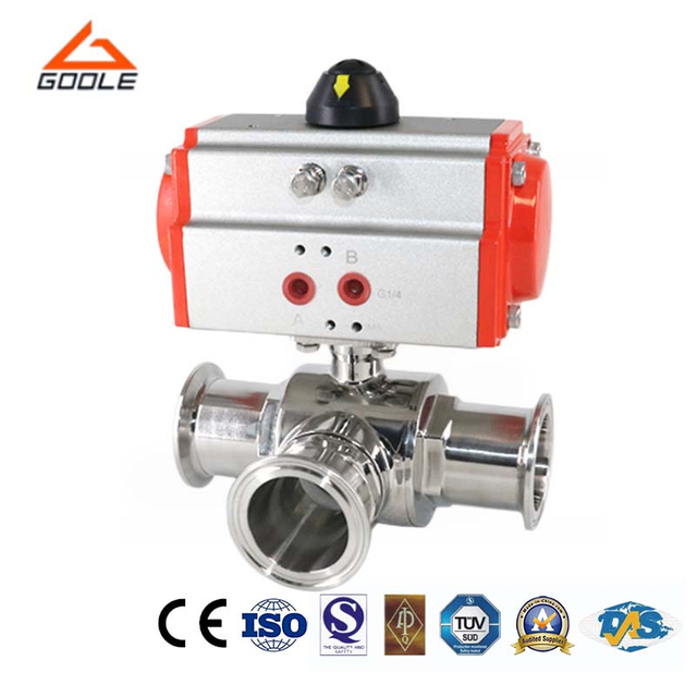 Pneumatic Sanitary Three Way Ball Valve