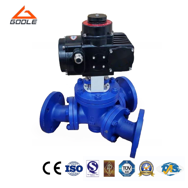 Electric Flanged Ends Y Port Three Way Ball Valve